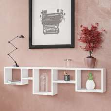 Velario Wooden Hall Hung Shelving Unit With 5 Shelves In White - UK