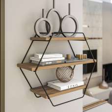Velmora Wooden Wall Hung Shelving Unit With 3 Shelves In Atlantic Pine - UK