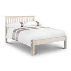 Ballari Wooden Double Size Low Foot Bed In Stone White - UK