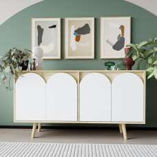 Venezia Wooden Sideboard with 4 Doors in Sapphire Oak and White - UK
