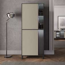 Venice Gloss Display Cabinet Left Hand 1 Door In Champagne LED - UK
