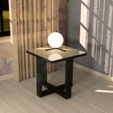 Venice High Gloss Lamp Table Square In Champagne And Black - UK