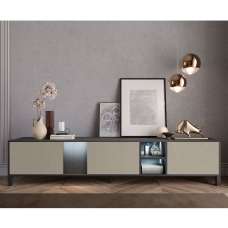 Venice High Gloss TV Sideboard With 3 Doors In Champagne And LED - UK