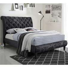 Venice Velvet Double Bed In Black With Black Wooden Legs - UK