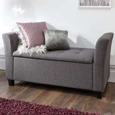 Ventnor Fabric Storage Seating Ottoman In Charcoal Grey - UK