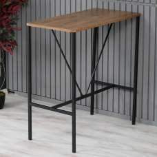 Verano Wooden Bar Table with Black Metal Frame in Walnut - UK