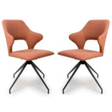 Vercelli Brick Fabric Dining Chairs In Pair - UK