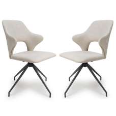 Vercelli Natural Fabric Dining Chairs In Pair - UK