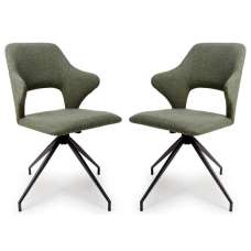 Vercelli Sage Fabric Dining Chairs In Pair - UK