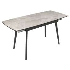 Verdun Ceramic Extending Dining Table In Light Grey Gloss - UK