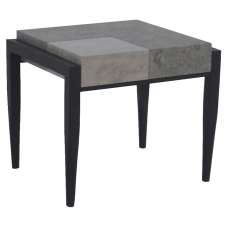 Vermillion Wooden End Table With Metal Legs In Dark Concrete - UK