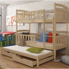 Vernal Wooden Bunk Bed Without Mattress And Trundle In Pine - UK