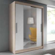 Vernal Wooden Wardrobe With 2 Sliding Doors In Oak And White - UK