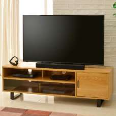 Vernon Large Wooden TV Stand In Light Oak - UK