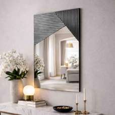 Vertex Glass Wall Mirror with Fume Wooden Frame - UK