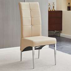 Vesta Studded Faux Leather Dining Chair In Taupe - UK