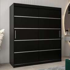 Vevey I Wooden Wardrobe 2 Sliding Doors 180cm In Black - UK