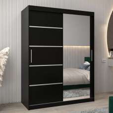 Vevey II Mirrored Wardrobe 2 Sliding Doors 150cm In Black - UK