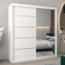 Vevey II Mirrored Wardrobe 2 Sliding Doors 180cm In White - UK