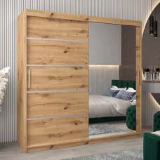 Vevey II Mirrored Wardrobe 2 Sliding Doors 200cm In Artisan Oak - UK