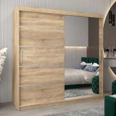 Vevey II Mirrored Wardrobe 2 Sliding Doors 200cm In Sonoma Oak - UK