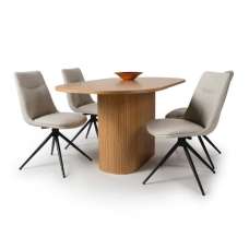Vevey Dining Table Oval In Natural Oak 4 Buxton Natural Chairs - UK