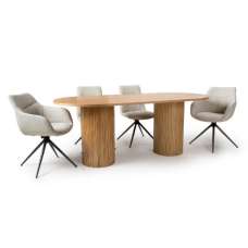 Vevey Dining Table Oval In Natural Oak 6 Buxton Natural Chairs - UK