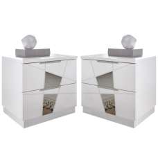 Victoria Matt White Wooden Bedside Cabinets In Pair - UK