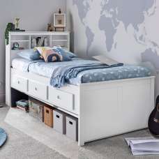 Vidalia Wooden Guest Bed With 3 Drawers In White - UK
