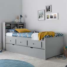 Vidalia Wooden Guest Bed With Trundle In Grey - UK
