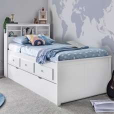 Vidalia Wooden Guest Bed With Trundle In White - UK