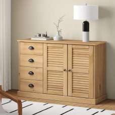 Vidor Wooden Sideboard With 2 Doors 4 Drawers In Brown - UK