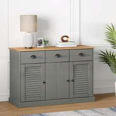 Vidor Wooden Sideboard With 3 Doors 3 Drawers In Grey Brown - UK