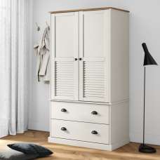 Vidor Wooden Wardrobe With 2 Doors 2 Drawers In White Brown - UK