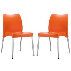 Vienna Orange Polypropylene Dining Chairs In Pair - UK