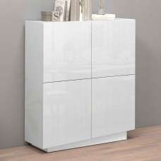 Vigo High Gloss Highboard With 4 Doors In White - UK