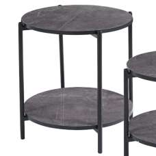 Vilna High Gloss Grey Marble Effect Side Table With Black Frame - UK
