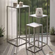 Vineland Metal Square Set Of 3 Planter In Grey - UK