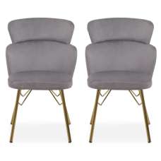 Vinita Upholstered Grey Velvet Bedroom Chairs In A Pair - UK