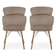 Vinita Upholstered Mink Velvet Bedroom Chairs In A Pair - UK