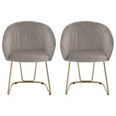 Vinita Upholstered Mink Velvet Dining Chairs In A Pair - UK
