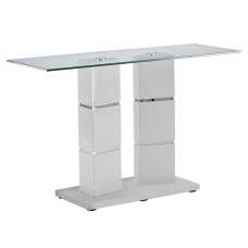 Viola Clear Glass Console Table With Polished Stainless Steel Base - UK