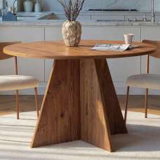 Viora Round Wooden Dining Table in Atlantic Pine - UK