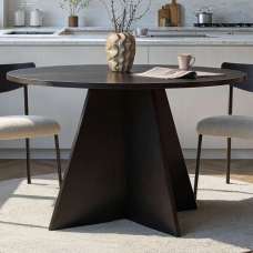 Viora Round Wooden Dining Table in Black - UK