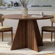 Viora Round Wooden Dining Table in Walnut - UK