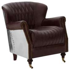 Viroqua Genuine Leather Armchair In Coffee - UK