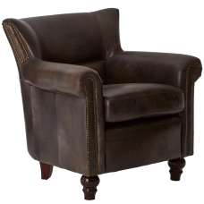 Viroqua Genuine Leather Classic Bedroom Chair In Dark Grey - UK