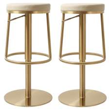 Visalia Barley PU Leather Bar Stools With Gold Base In Pair - UK