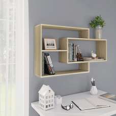 Visola Wooden Rectangular Wall Shelves In Sonoma Oak - UK