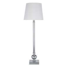 Vrusla White Fabric Shade Table Lamp With Chrome Base - UK